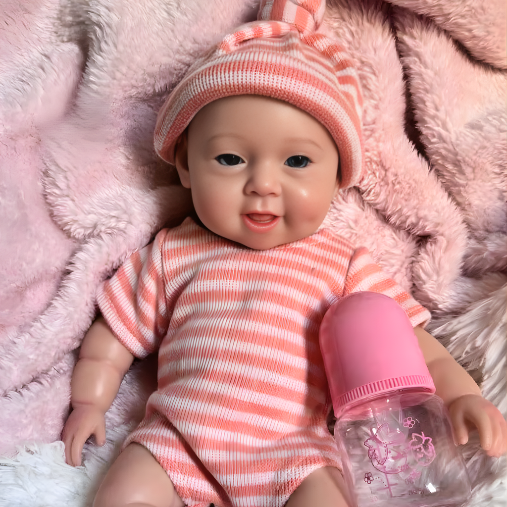 13" Realistic Full Silicone Baby Doll – Lifelike Newborn Girl with Bottle & Pacifier