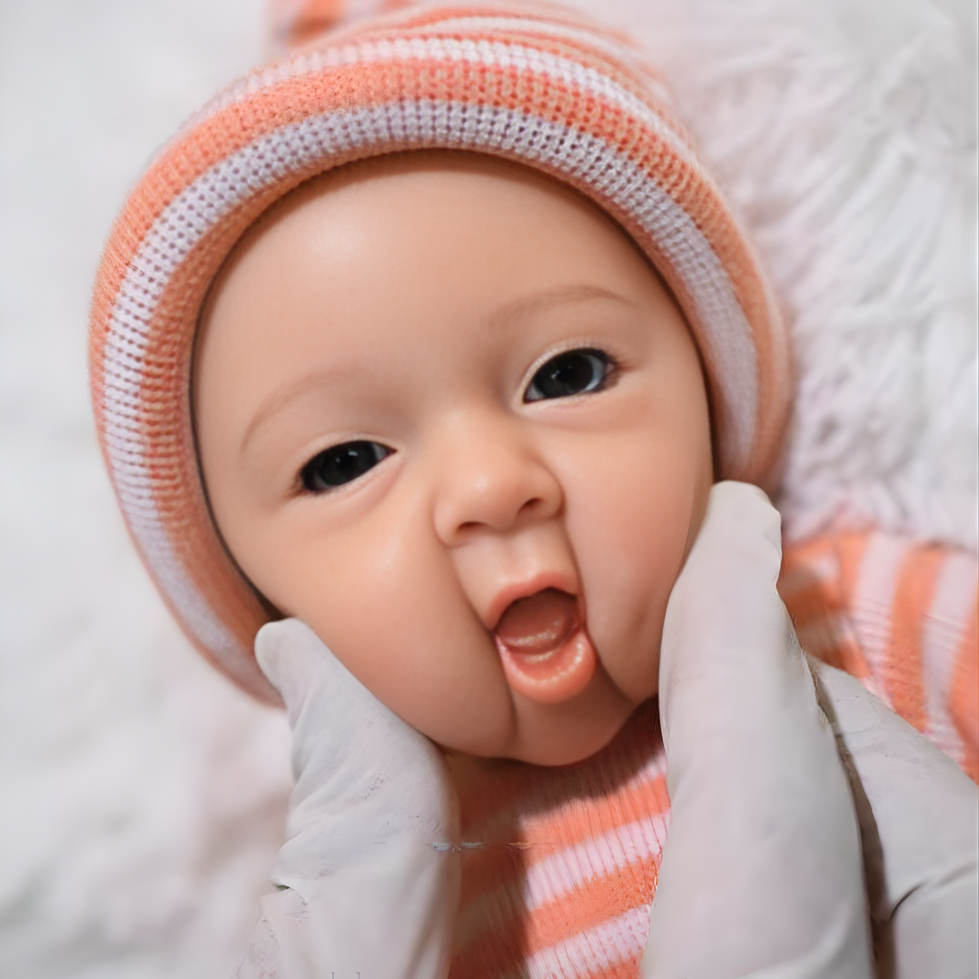 13" Realistic Full Silicone Baby Doll – Lifelike Newborn Girl in Orange Striped Outfit