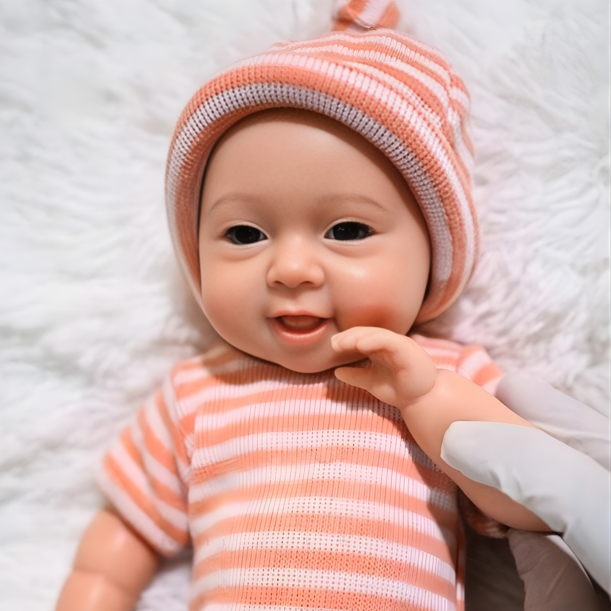 13" Realistic Full Silicone Baby Doll – Lifelike Newborn Girl in Orange Striped Outfit
