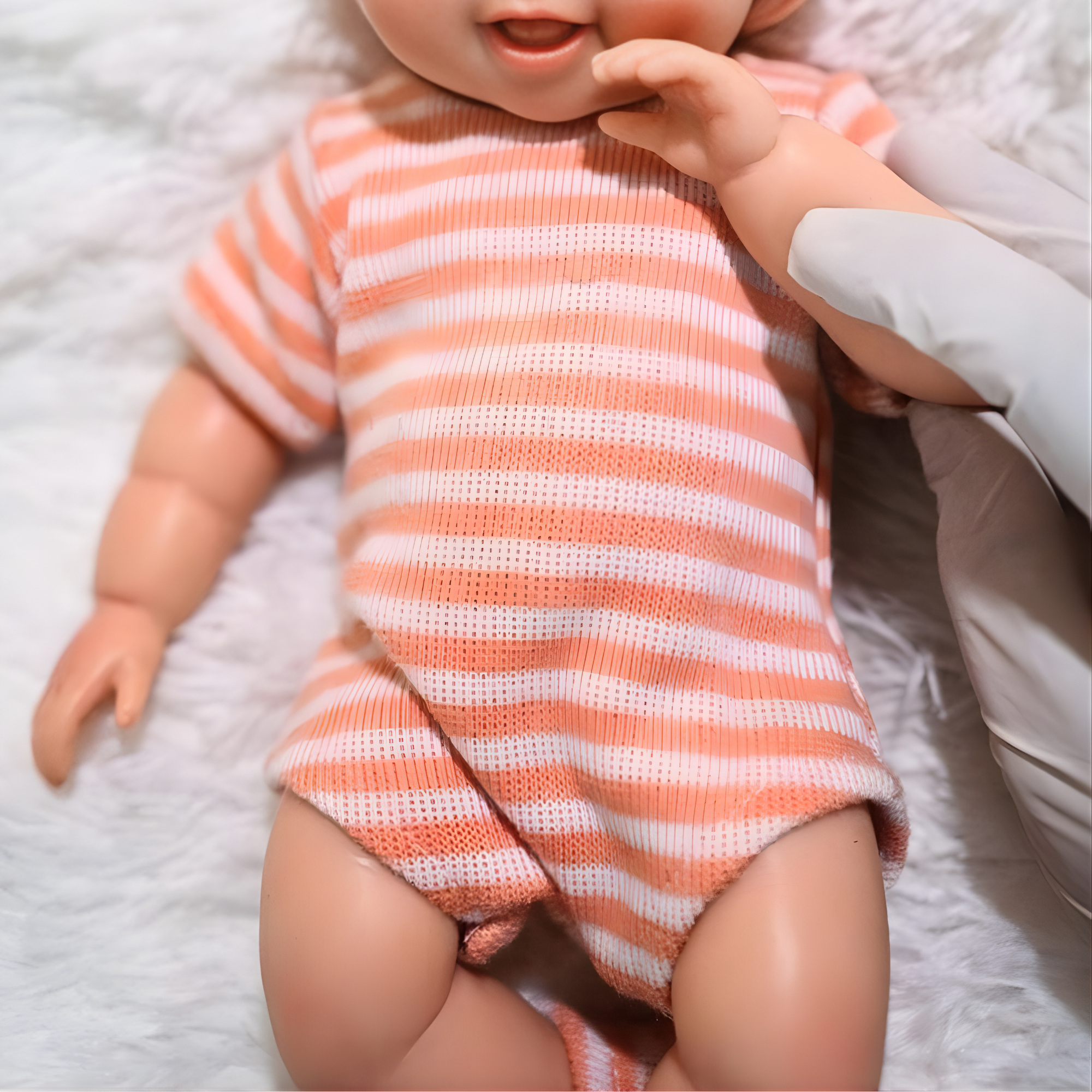 13" Realistic Full Silicone Baby Doll – Lifelike Newborn Girl in Orange Striped Outfit