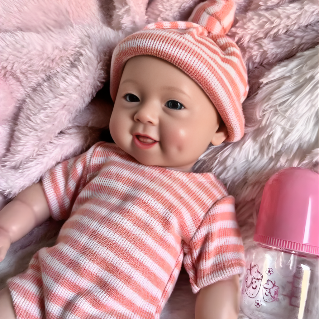 13" Realistic Full Silicone Baby Doll – Lifelike Newborn Girl with Bottle & Pacifier