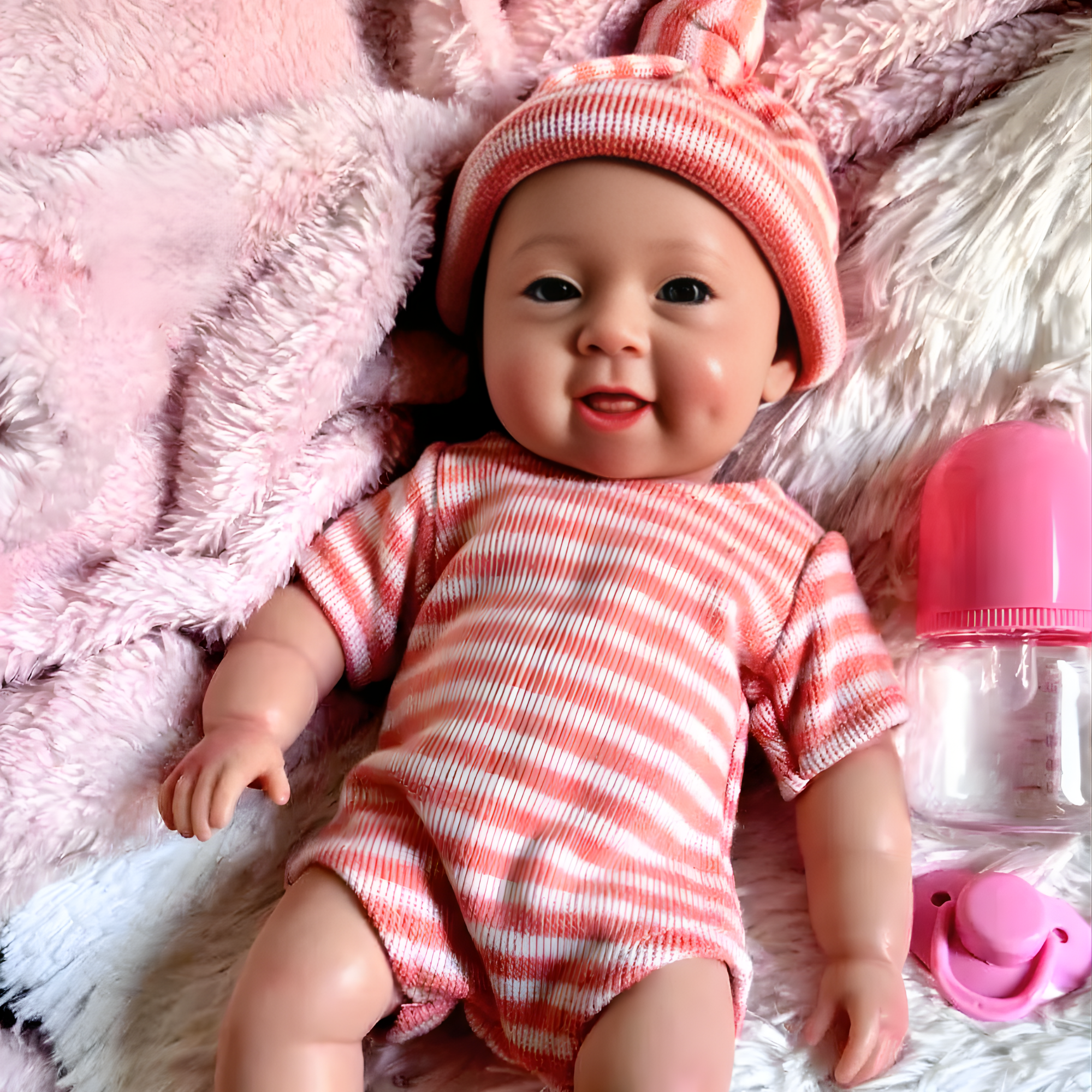 13" Realistic Full Silicone Baby Doll – Lifelike Newborn Girl with Bottle & Pacifier