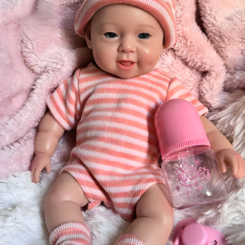 13" Realistic Full Silicone Baby Doll – Lifelike Newborn Girl with Bottle & Pacifier