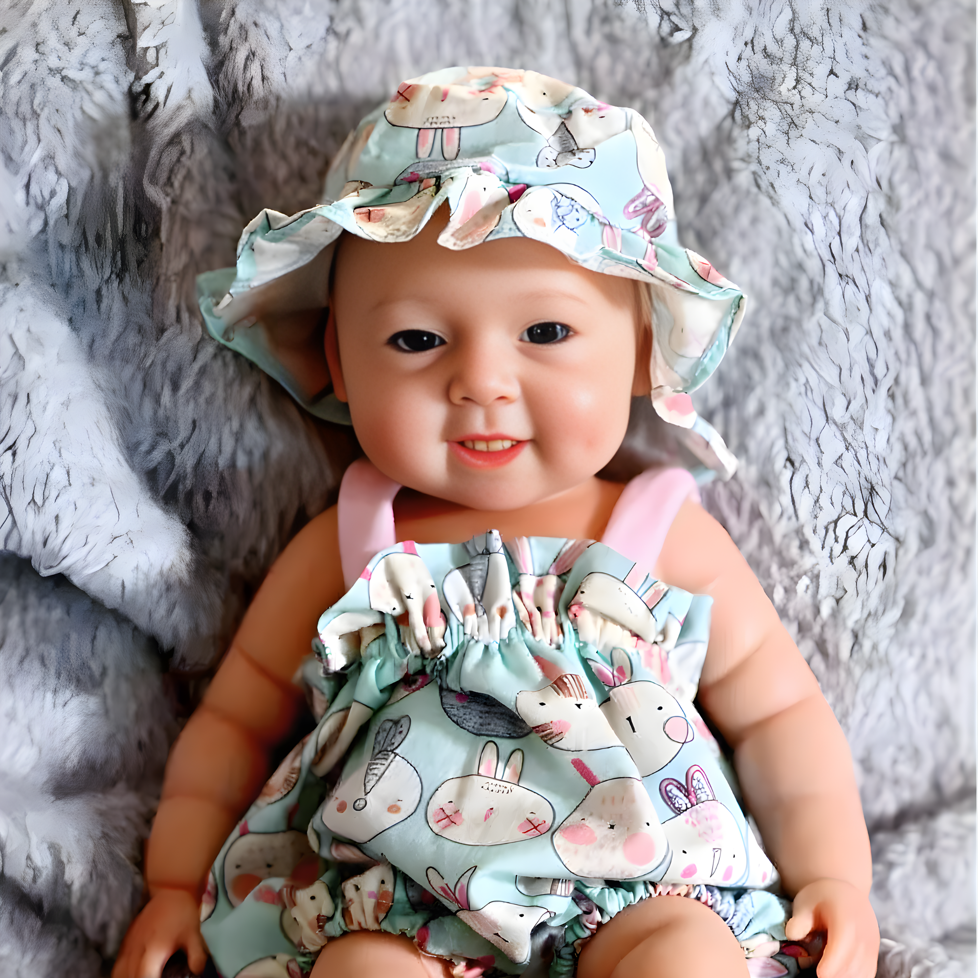 13" Realistic Full Silicone Baby Doll – Lifelike Newborn Girl in Bunny Romper & Hat