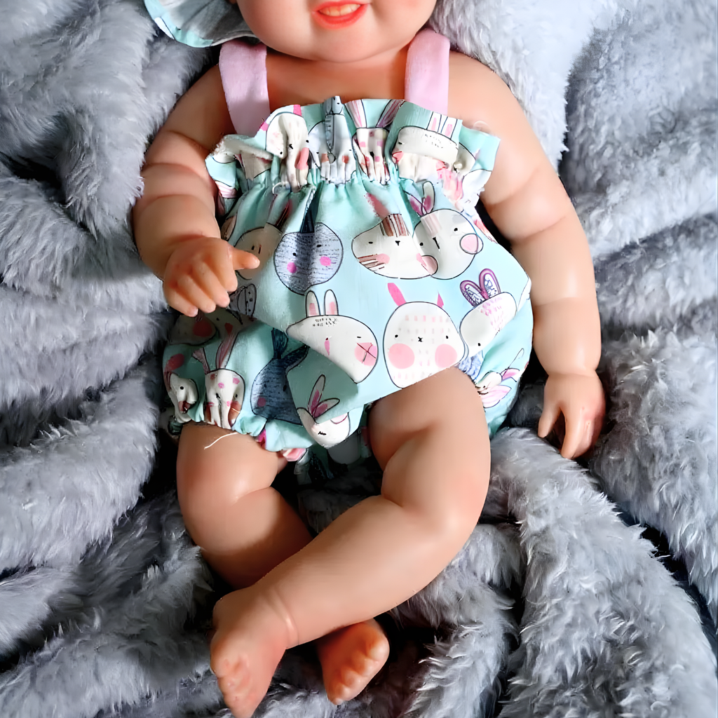 13" Realistic Full Silicone Baby Doll – Lifelike Newborn Girl in Bunny Romper & Hat