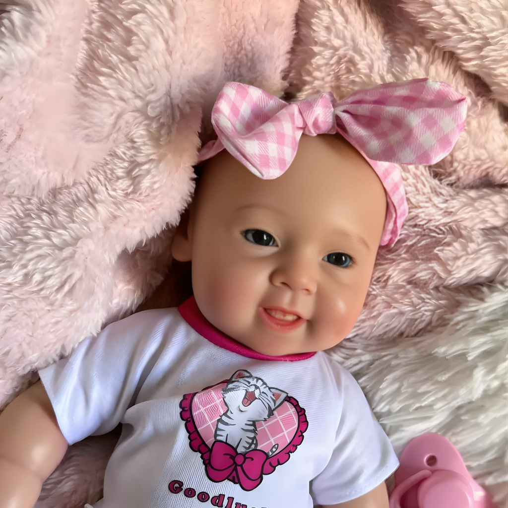 13" Realistic Full Silicone Baby Doll – Lifelike Newborn Girl in Pink Outfit with Headband