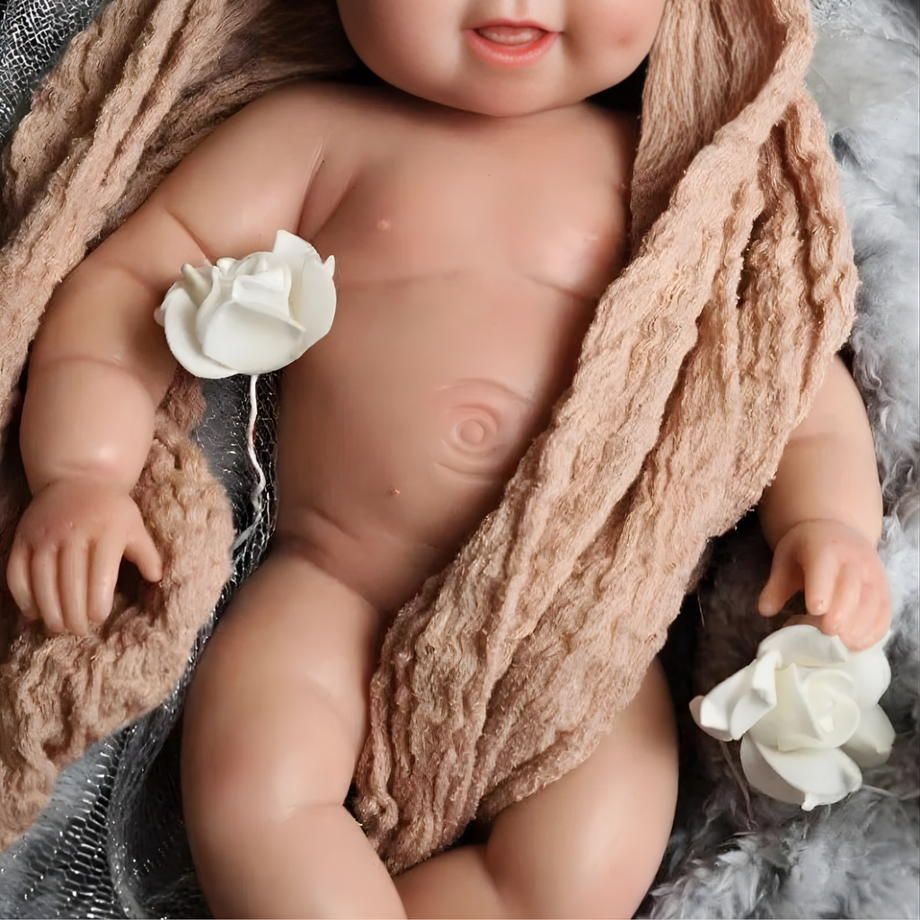 13" Realistic Full Silicone Baby Doll – Lifelike Newborn Boy with Smiling Face