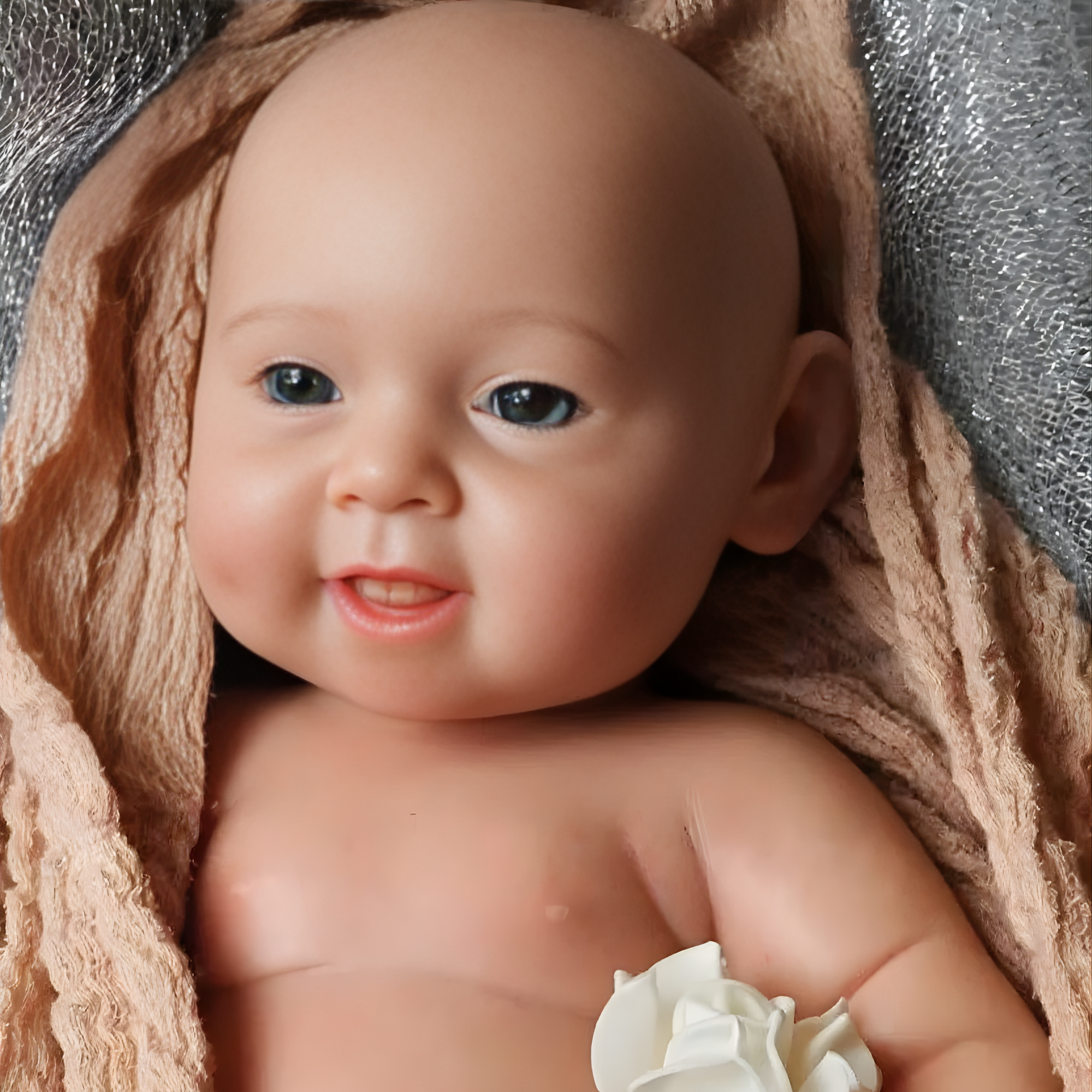 13" Realistic Full Silicone Baby Doll – Lifelike Newborn Boy with Smiling Face